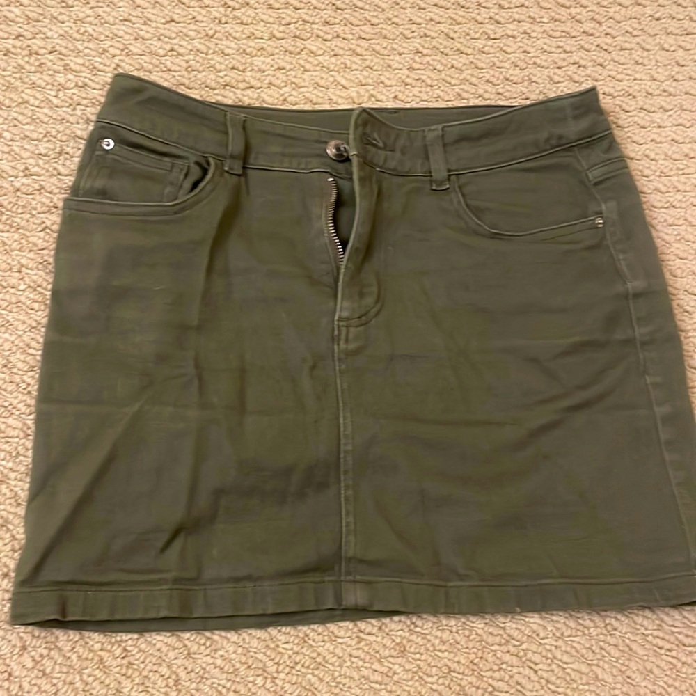 Green mini skirt